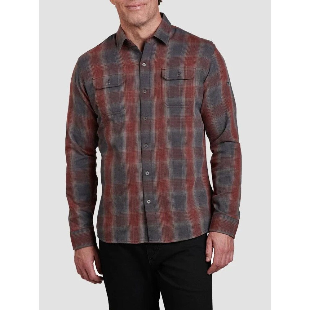 Kuhl Mens Shattered Shirt 2XL Gray Plaid Long Sleeve Button Down Cotton Blend